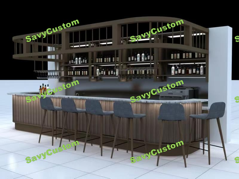 3D Bar Counter Concept Modern Restaurant Bar Counter Customized Lounge Bar